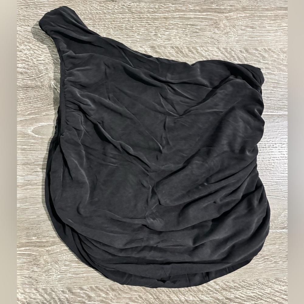 Anthropologie Eri + Ali Gray One Shoulder Asymmetric Top, Size: M - Picture 3 of 5